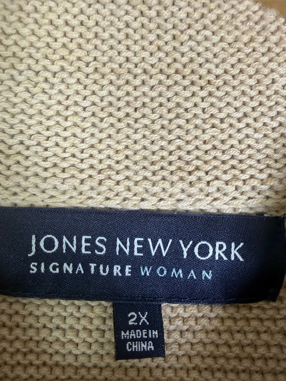 Jones New York Women 2X Ombre Cotton Cardigan Brown Cream Bell Sleeve Sweater - Picture 5 of 9